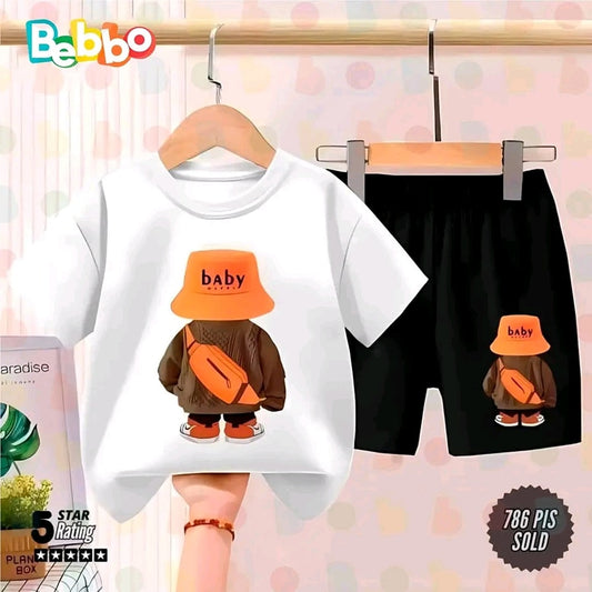 "White Cap " Short Sleeve Summer Baby T-Shirt set