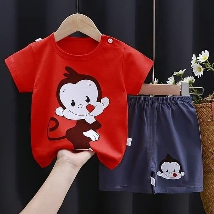 "Red Monkey " Short Sleeve Summer Baby T-Shirt set