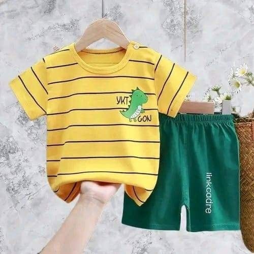 "Yellow Strip Dragon " Short Sleeve Summer Baby T-Shirt set