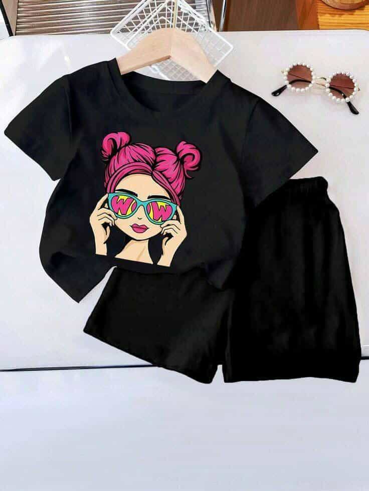 "Black Sunglass"Short Sleeve Summer Baby T-Shirt set