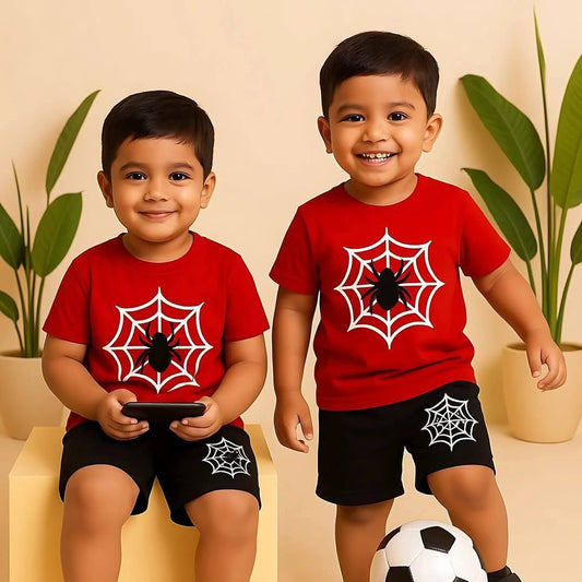 "Red Spiderman"Short Sleeve Summer Baby T-Shirt set