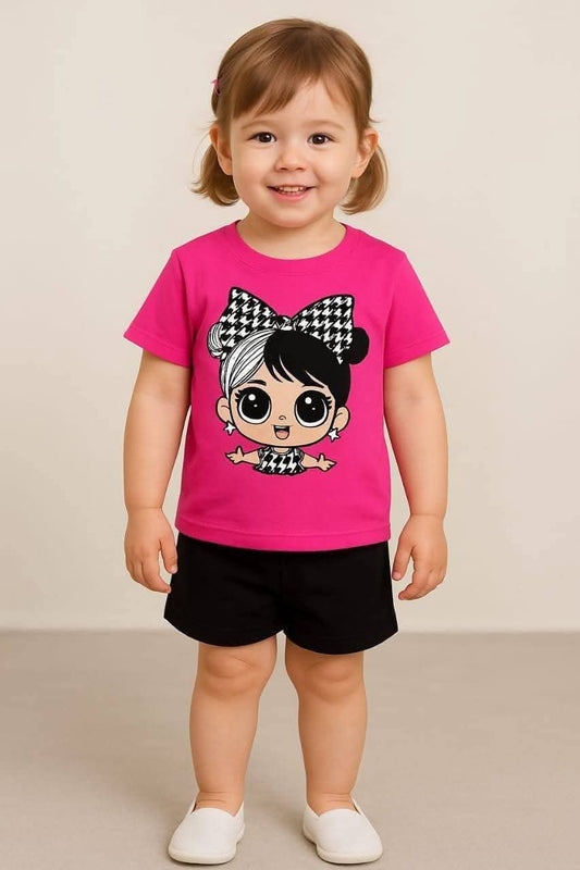 "Magenta Pretty"Short Sleeve Summer Baby T-Shirt set