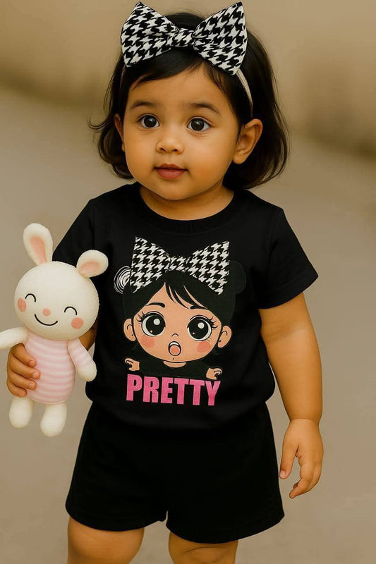 "Black Pretty"Short Sleeve Summer Baby T-Shirt set