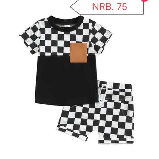 "Black Chess"Short Sleeve Summer Baby T-Shirt set