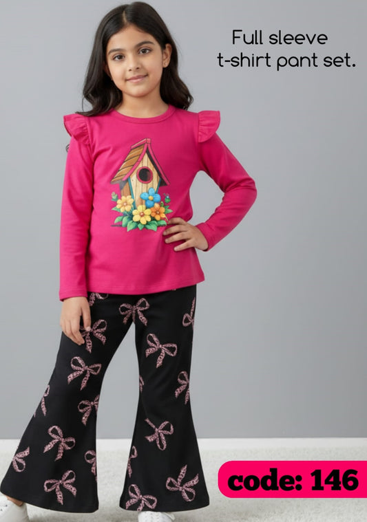 Deep Pink Long T shirt and Long Pant