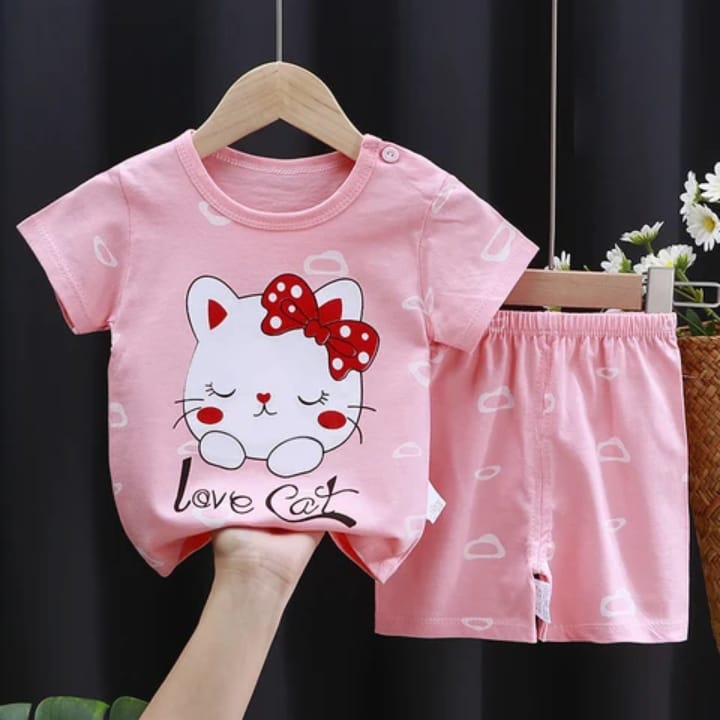 "Pink Hello Kitty "Short Sleeve Summer Baby T-Shirt set